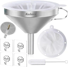 KALAVE Premium Stainless Steel Funnel, 5 Inch Food Grade Kitchen Funnels with 20