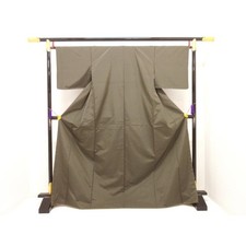 Authentic Tsumugi silk kimono, striped Oshima Tsumugi, size L body width  ...