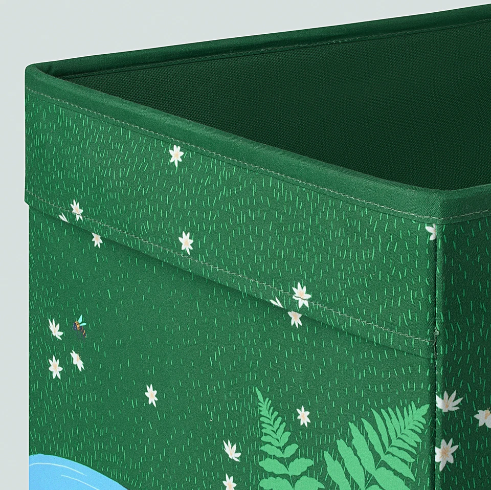 宜家 SKOGSDUVA 绿色盒存储儿童海狸 13x15x13" 33x38x33 适用于 Kallax 全新 — 第 3/4 张图片