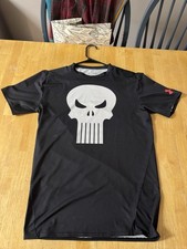Under Armour Punisher Skull Shirt Mens XL Black HeatGear Compression
