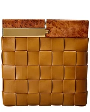 Bottega Veneta Bv Snap Intrecciato Leather Clutch Women's Brown
