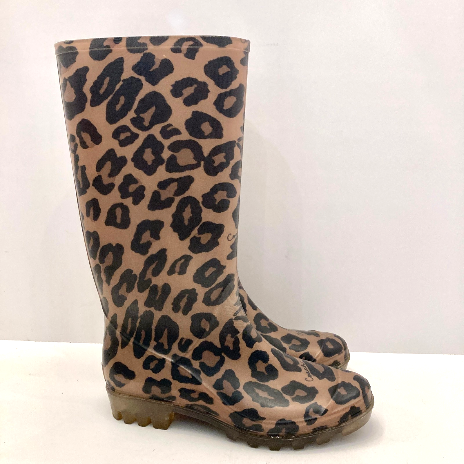 Coach Rain Boots Rubber Leopard Print Women's 6-image