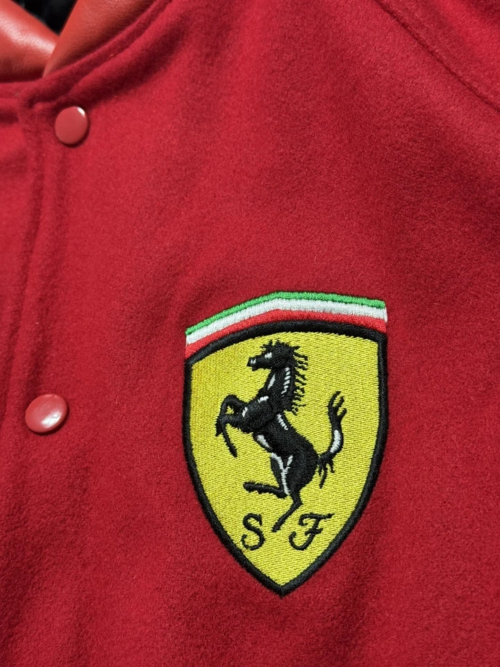 Vintage Ferrari Racing Wool Leather Jacket 1996 Size M - Image 4 of 4