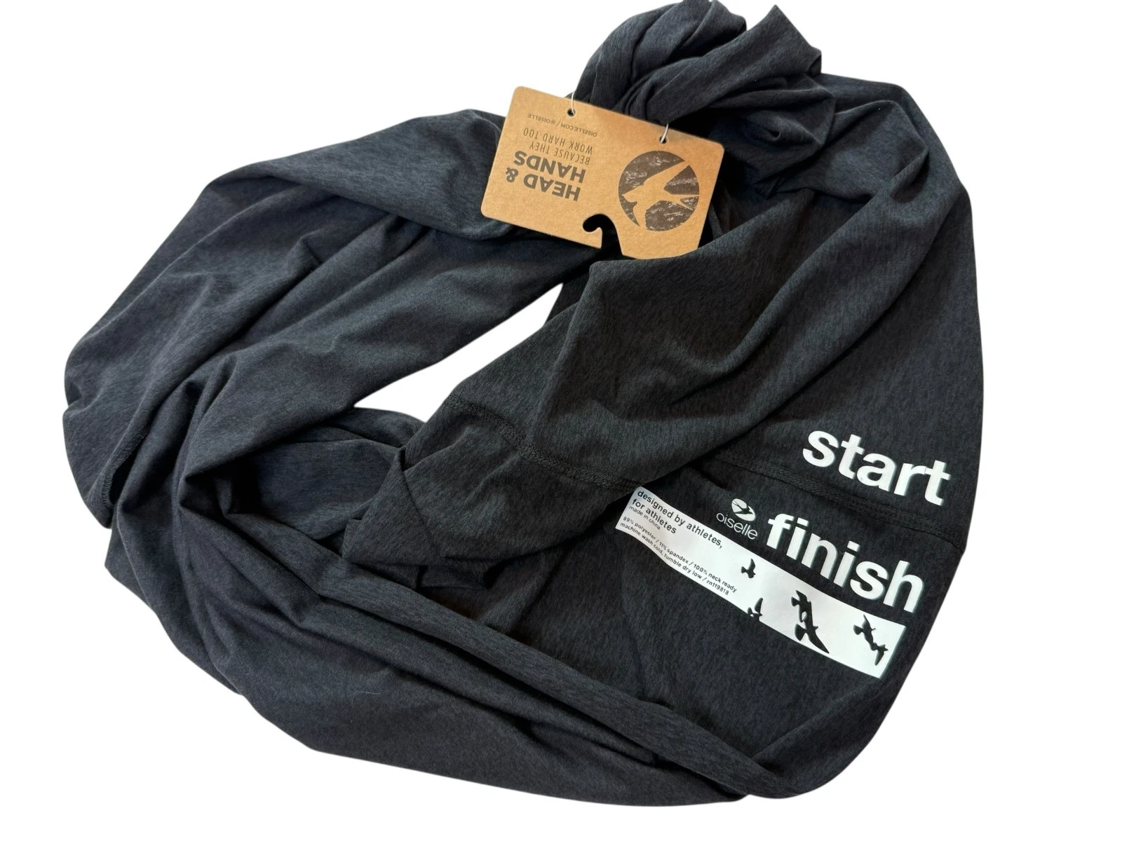 New NWT Oiselle x Head & Hands Collaboration Scarf. Dark Gray Black, RARE