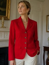 Talbots Blazer Jacket Womens 2 Petite Red Button Up Wool Preppy Classic Lined