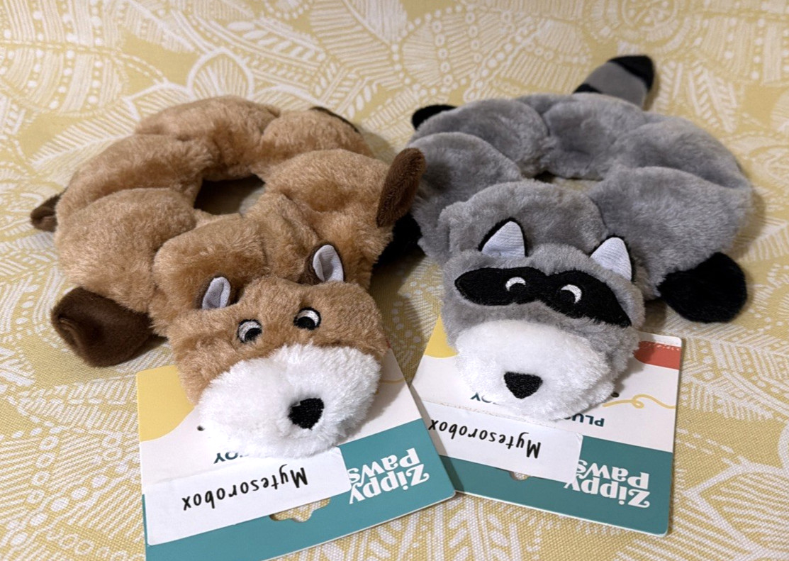ZippyPaws 2-Pack LOOPY SQUIRREL & RACCOON Squeakie Dog Toy N