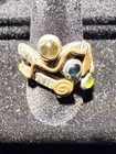 VTG Roderick Flemming RF Sterling Silver Brass Multi Gemstone Brutalist Band