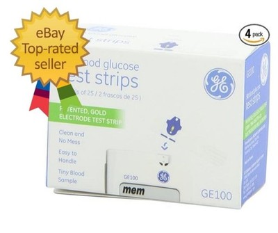 100 Blood Glucose Test Strips - 4/Boxes of 50 Strips = 200/Total Strips