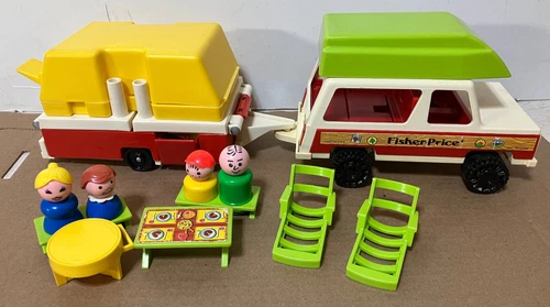 Fisher Price Little People Play Family Car & Pop-Up Camper 992 vintage