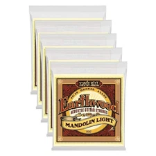 Ernie Ball Mandolin Strings Earthwood Light 2067 Loop End 80/20 Bronze 5 Pack