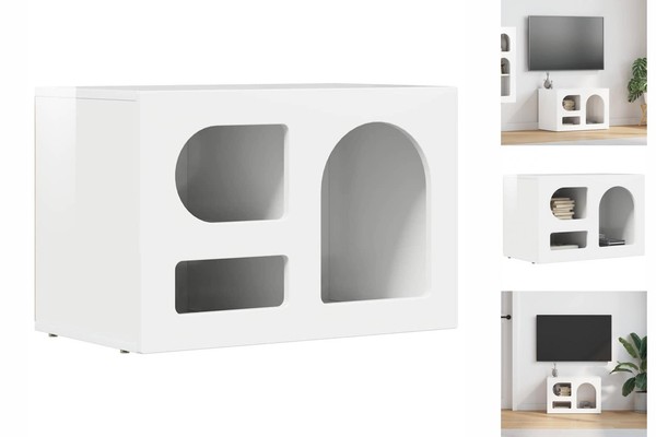 Lowboard Wandboard TV- Schrank Tv-Wandschrank Hochglanz Weiß 60X35X40 Cm Spanpla-image