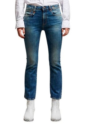 R13 Kick Fit Women Jeans 24 Kelly Stretch Flare Cropped Blue FW25 RRP699 *