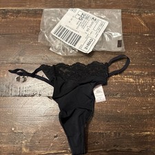 Rare Women s Victoria Secret Lace V-String Black Thong - Small - 2007