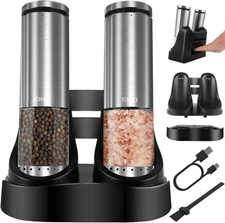 EIHO Electric Salt and Pepper Grinder Set USB Rechargeable, Upgraded External...