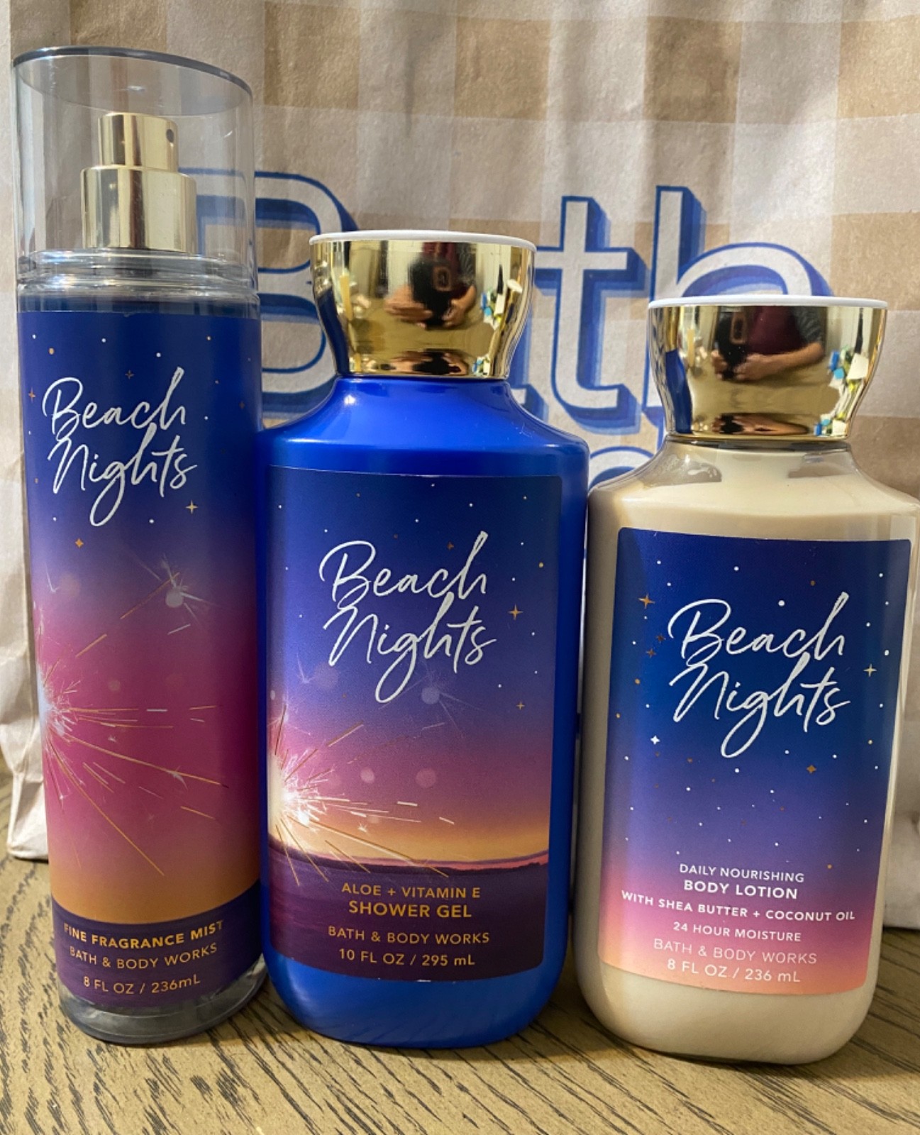 bath & body works Beach Nights set of 3: mist, lotion & shower gel