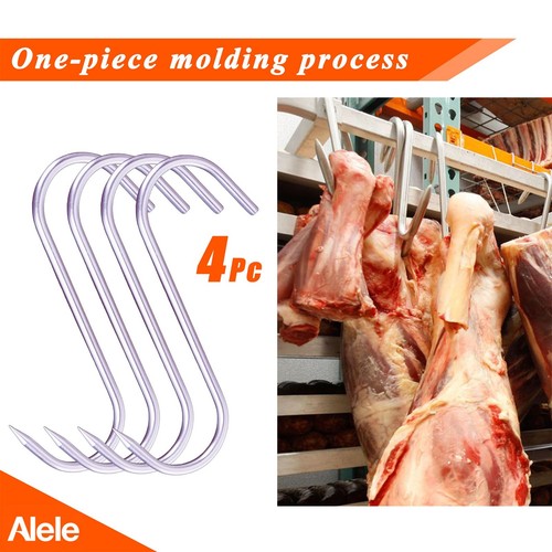 Alele Meat Hook 4Pack Heavy Duty S-Hooks 10" Stainless Steel Meat Hooks Processi - Picture 2 of 7