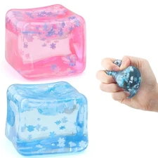 2 Pack Ice Cube Fidget Toys - Sensory Stress Balls for Kids, Teens, Adults
