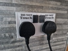 Do Not Touch/Switch/Off UK Plug Cover, 2xL 2xR (4Pack), Black or White. 
