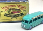 Matchbox Lesney No.21 Bedford Duple Coach 1950s Green London Glasgow Boxed
