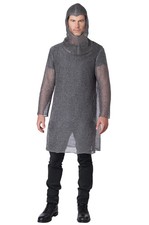 Unisex Metallic Knit Chainmail Tunic and Cowl Medieval Renaissance Adult Costume