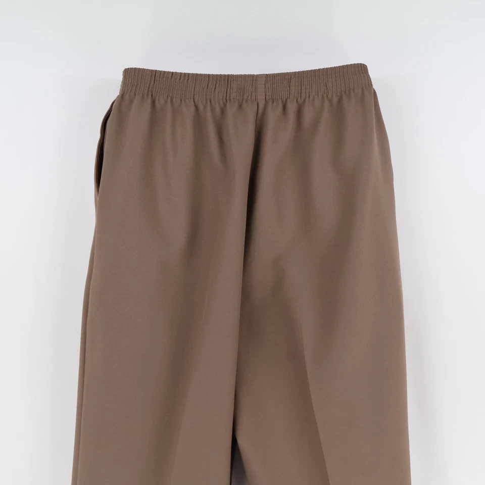 Pantalones de vestir Alia cintura elástica para mujer 14P marrón tiro alto bolsillos pierna recta Foto 3 de 4