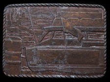 JL25132 VINTAGE 1970s DOCKED MOTORBOAT W/ NAMEPLATE BELT BUCKLE