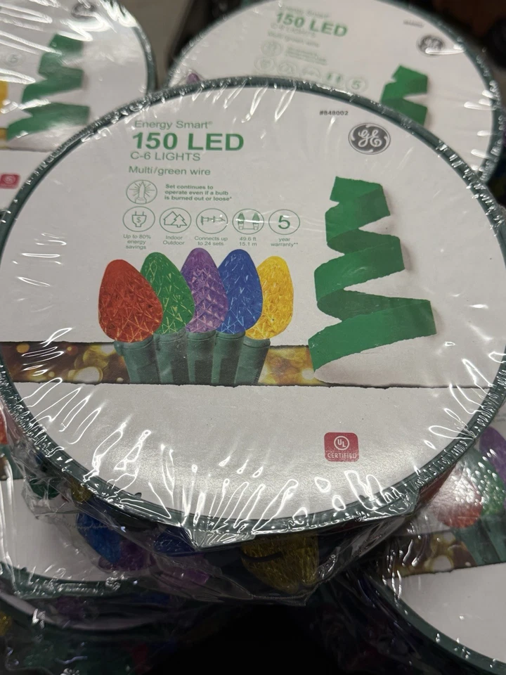 GE StayBright 150-Count Multicolor C6 LED Christmas Lights * NEW * 11 Sets - Image 2 of 4