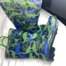 Members Mark Boys Rain Boots With Lights Dinosaur Print Size 11/12 Preowned