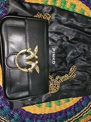 Pinko Pocket Love Bag Simply Black-Antique Gold - Black-Antique Gold