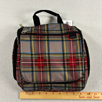 L.L Bean hanging toiletry bag personal organizer size medium plaid NWT
