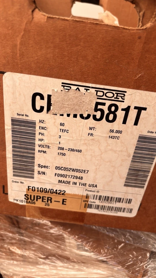 BALDOR 1hp CEM3581T ELECTRIC 3phase Motor  RPM 1750 - Image 2 of 4