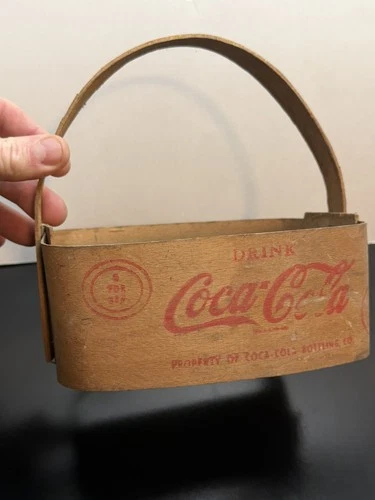 Vintage Coca Cola 6 Pack Wood Carrier Pat Pending 1940’s Advertising