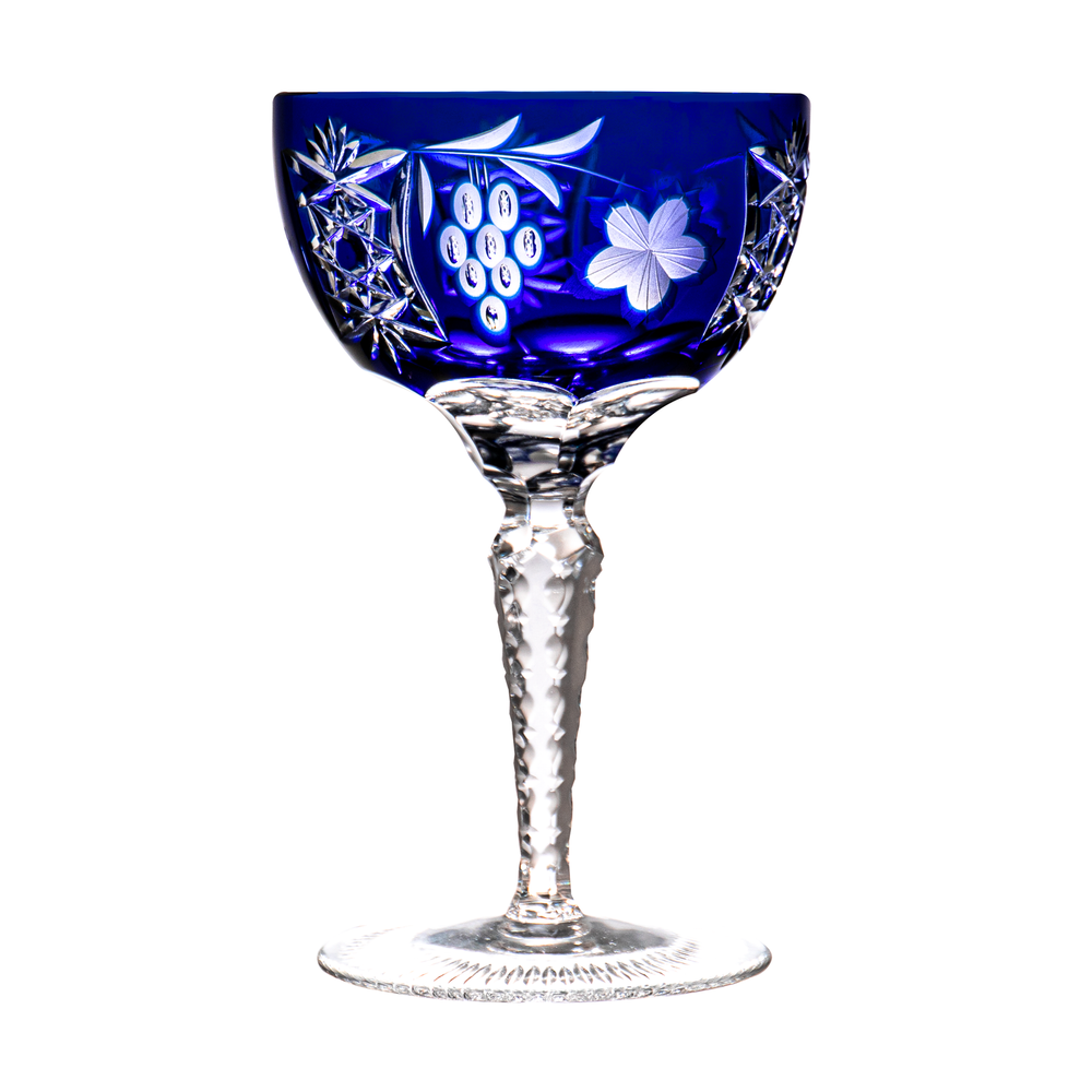 Ajka Crystal Marsala Blue Vintage Champagne Coupe Glass Ajka Crystal Marsala Blue Vintage Champagne Coupe Glass