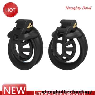Minus Plus Chastity Cage Flat Male Chastity Device Double Arc Peni Ring Belt 