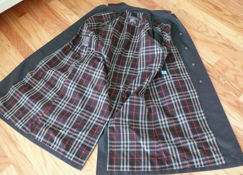 1991 Midnight Blue Burberry Long Car Coat Cotton Blend 10 Petite  Dry-cleaned - Picture 8 of 8