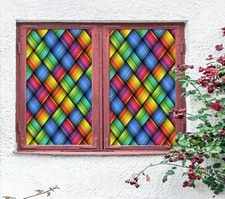 3D Multicolored Weave A288 Window Film Print Sticker Cling Stained Glass UV Amy