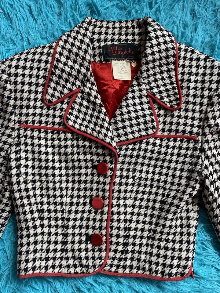 Blazer Traje Chaqueta Vintage Lolita Lempicka Paris Lana Seda Diente de Perro Años 80 90 Foto 2 de 3