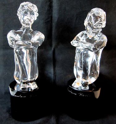 Pr Loredano Rosin Murano Art Glass Sculpture Nude Boy & Girl Sitting