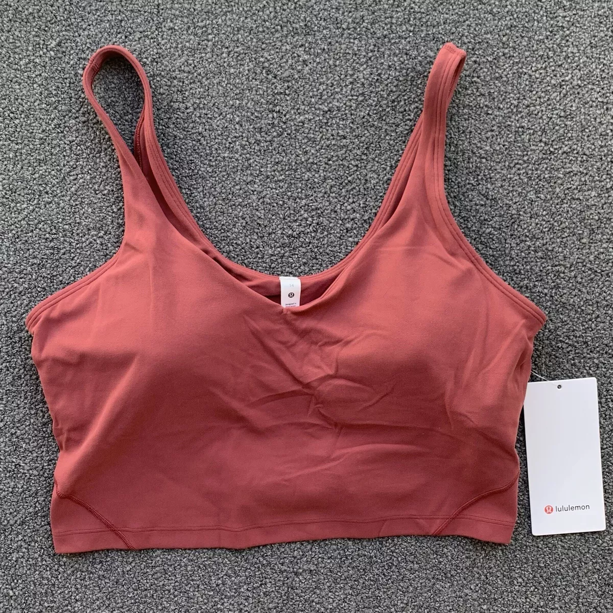 Lululemon Size 14 Align Cropped Tank Top Red Pink Padded A/B Nulu Athletic  NEW