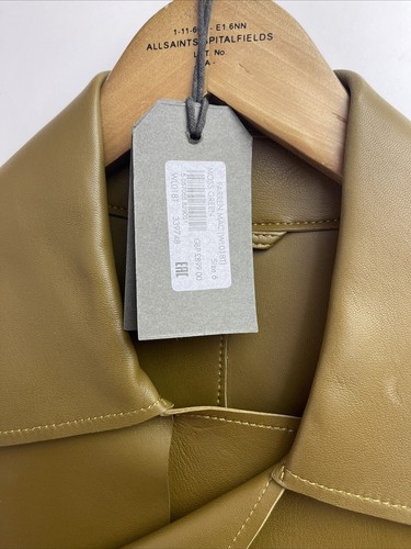 Worn Once ALLSAINTS Farren Leather Mac Trench Coat,Moss Green, UK size 6.£899 - Picture 7 of 10