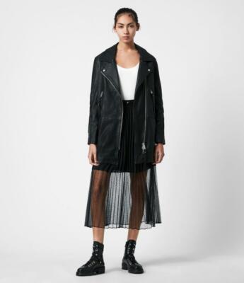 CLEAR OUT/SALE AllSaints Luna Leather Biker Coat/Jacket Black Size 6/8 BNWT  559 | eBay