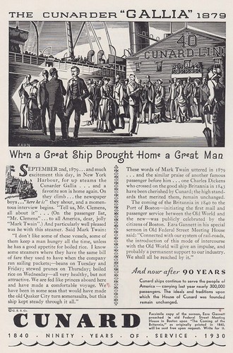 1930 Cunard: The Cunarder Gallia 1879 Vintage Print Ad - 第 1/1 張圖片
