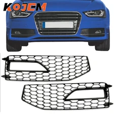 Honeycomb Front Fog Light Grille Cover For Audi A4 S-Line B8.5 RS4 2013-15 2016
