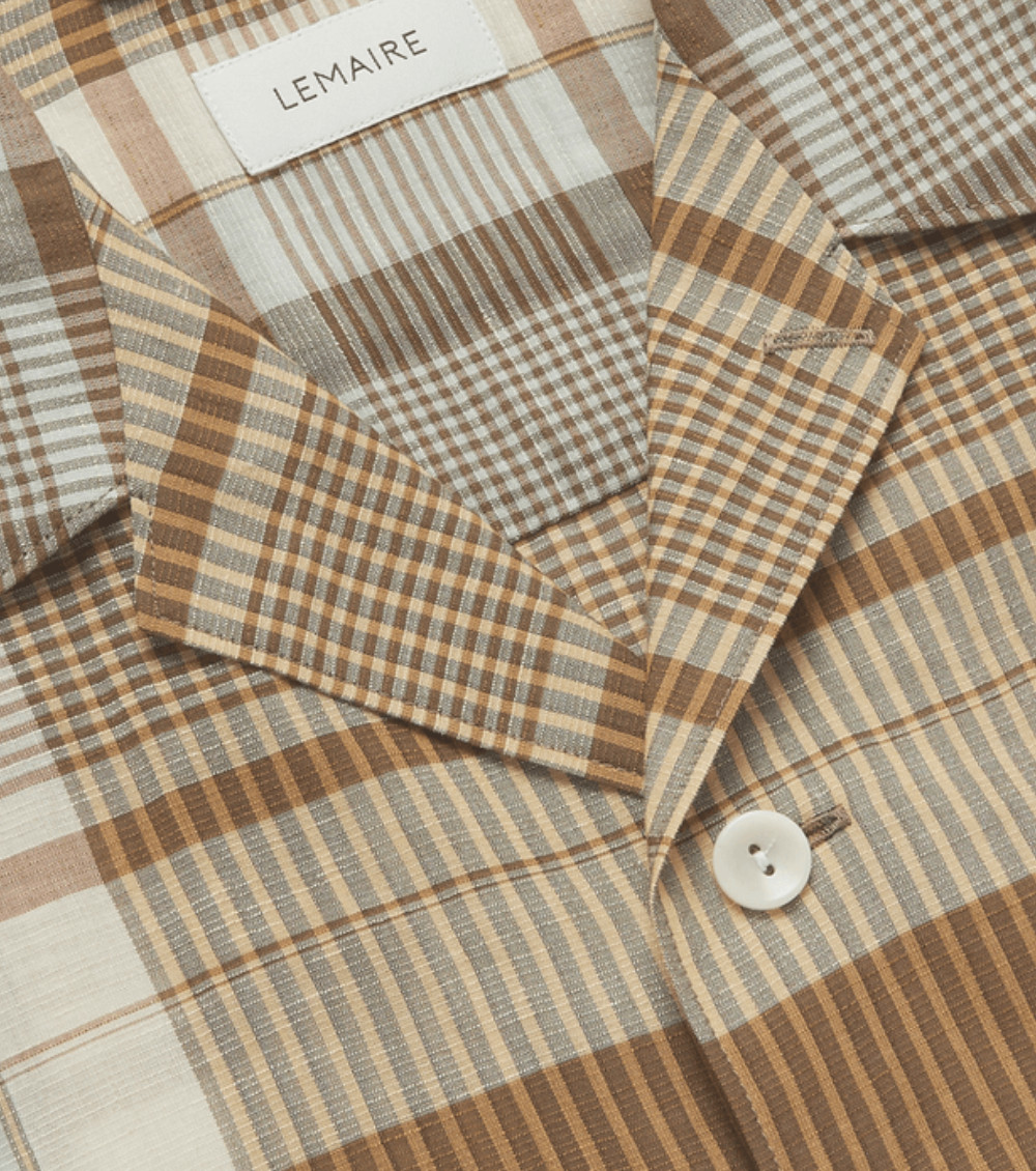 Lemaire checked camp collar linen cotton shirt size IT 48 / Medium image 3