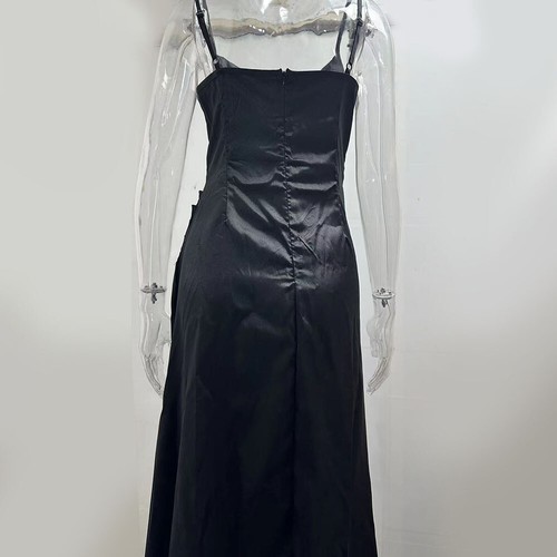 Damen Schlitz Trägerkleid Satin Partykleid Sommer Ballkleid Abendkleid Clbuwear* - Picture 4 of 21