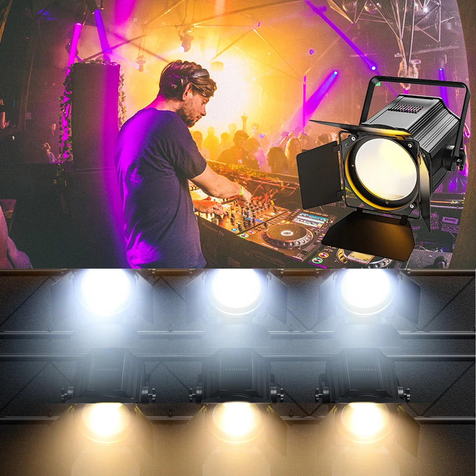 200W COB 2in1 Par Light DMX512 Bar DJ  Disco Party Stage Lighting with Barn Door - Image 3 of 4
