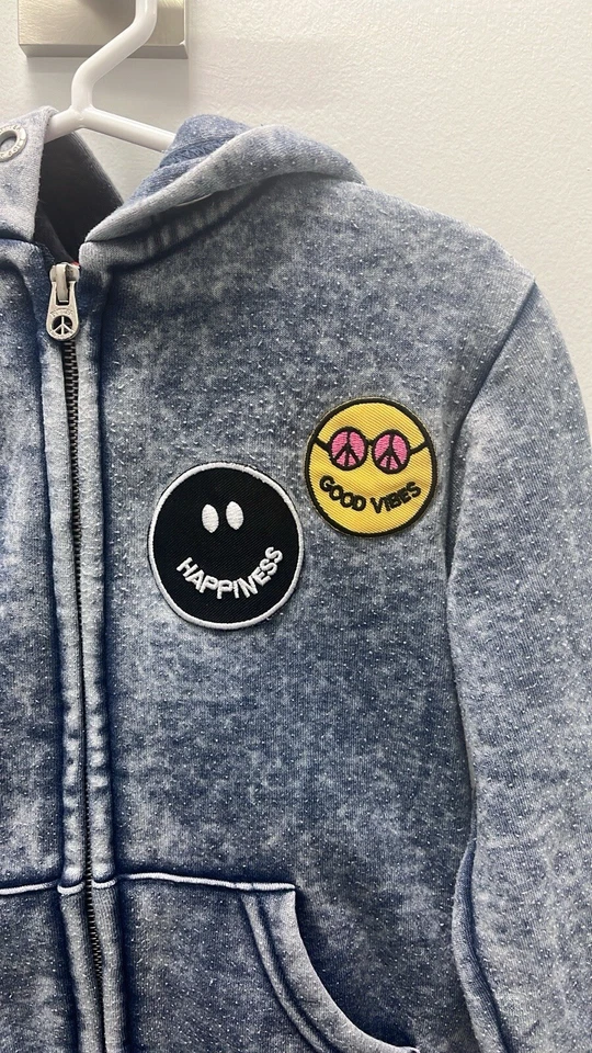 Butter Girls SUDADERA CON CAPUCHA SUPER SUAVE con parches azul TALLA 4 Foto 2 de 4