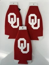 3 University of Oklahoma ZIPPERED Bottle Koozies IPG Team Sports FAST FREE SHIP