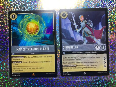 Lorcana Regular: 201/204 Map of Treasure Planet; Super Rare 177/204 Cinderella | eBay Lorcana Regular: 201/204 Map of Treasure Planet; Super Rare 177/204 Cinderella | eBay