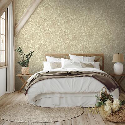 Fernhurst Floral Trail Wallpaper 1111 Beige Leafy Woodland Flowers Belgravia